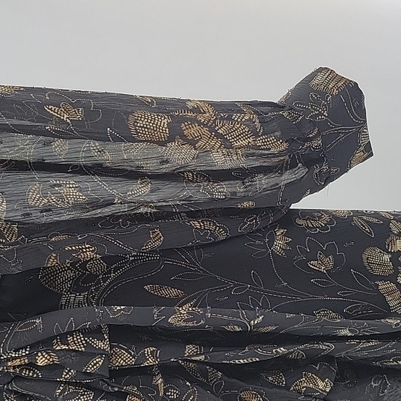 Floral Wrap Top - Black and Gold Shimmery - Picture 6 of 15